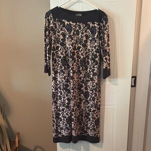 Chico's Black and Cream 3/4 Length Sleeve Dress